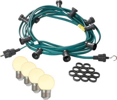 Produktbild von Illu-/Partylichterkette 40m - Außenlichterkette grün -  Germany 60 warmweiße LED Kugellampen