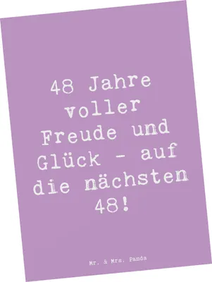 Produktbild von Mr. & Mrs. Panda Postkarte Spruch 48. Geburtstag Freude - Lavendeltraum - Geschenk, besonderer Anlass, Geburtstagsgeschenk, Ansichtskarte, Fotokarte, Happy Birthday