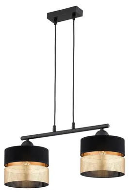 Produktbild von KAR-LIGHTING Pendelleuchte 2-flammig Schwarz‑Gold Metall für Esszimmer & Küche, E27, höhenverstellbar, modernes Highlight