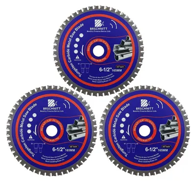 Image de Lame de scie circulaire pour métaux, 165 mm, 48 dents, carbure de tungstène (TCT), alésage 20/15,875 mm, lot de 3, pour acier, aluminium, cuivre et acier de construction