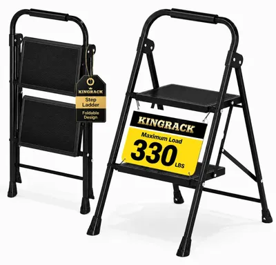 Productafbeelding van Vouwladder met 2 treden, belastbaar tot 150 kg, zwart