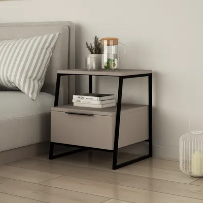 Produktbild von Skye Decor, Pal - Light Mocha, Nachttische & -schränke, Heller Mokka, 45 x 50 x 40 cm