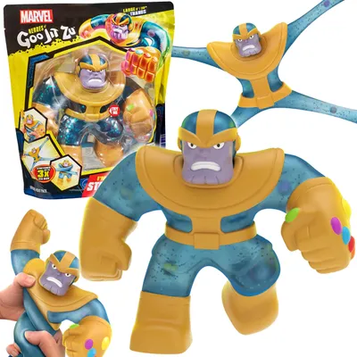 Produktbild von Heroes of Goo Jit Zu Marvel Thanos – dehnbare Figur 20 cm mit Gel-Füllung, Spielzeug ab 4 Jahren