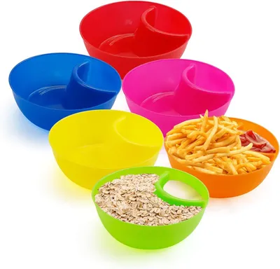 6er-Set Chip- und Dipschalen, stapelbare Snackschalen mit Fächern