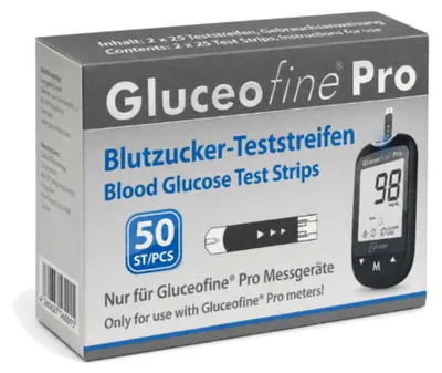 Obrázok produktu pre Testovacie prúžky pre glukomer Gluceofine pro (50 ks)