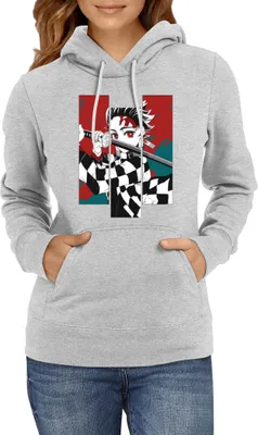 Produktbild von Damen Kapuzenpullover Demon Anime Slayer Tanjiro Kamado 011, Lady XS / Grau