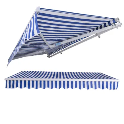 Produktbild von Gelenkarmmarkise 250x200cm Blau/Weiß einziehbare Sonnenmarkise Markise Sonnenschutz Balkonmarkise Gelenkarm Sonnenschutz