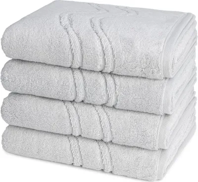 Produktbild von Ross Cashmere feeling 4 X Handtuch im Set Walkfrottee aus Baumwolle 520 g/m², Weich saugstark mit Aufhänger Kordel, Wellenmuster und gewebte Bordüre elegant