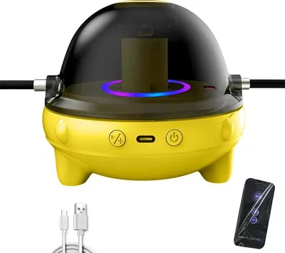 Produktbild von Elektrische Springseilmaschine mit LED-Beleuchtung, Bluetooth-Lautsprecher, automatischer Zählfunktion & Fernbedienung – Gelb