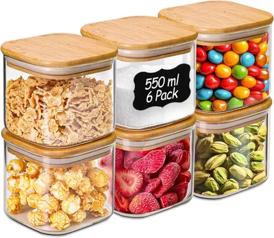 Produktbild von Vorratsglas 550 ml, 6er-Set, Borosilikatglas, mit Deckel, luftdicht, für Küchenaufbewahrung