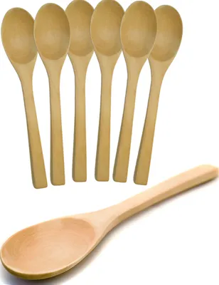 Produktbild von OUTDOOR SAXX - 6x Holz Löffel | Echt Holz Vollholz | Handmade Hand-Made Mittelalter mittelalterliches Design | 18cm, 6er Set
