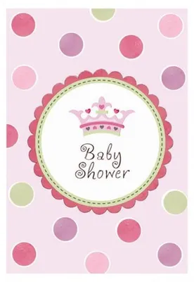 Produktbild von Baby Shower Einladungskarten 11,5x17cm Mädchen Krone / Punkte 8 Stück