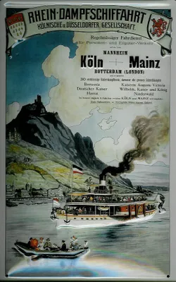 Produktbild von Blechschild Rhein Dampfschiffahrt Ausflugsschiff Loreley Dampfer Reedereiplakat Schiff Schild Nostal