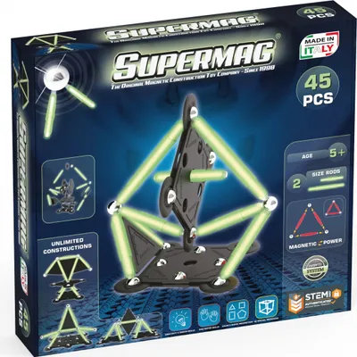 Produktbild von Supermag Projects Glow Magnetbaukasten, 45-teilig