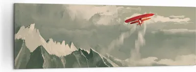 Produktbild von Bild auf Leinwand - Leinwandbild - Einteilig - Rot Flugzeug Berge - 160x50cm - Wand Bild - Wanddeko - Wandbilder - Leinwanddruck - Bilder - Wanddekoration - Leinwand bilder - Wandbild - AB160x50-4854