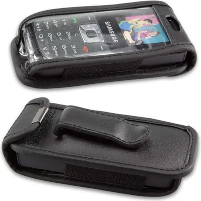 Produktbild von caseroxx Ledertasche mit Gürtelclip kompatibel mit Samsung B100 aus Echtleder, Tasche mit Gürtelclip und Sichtfenster