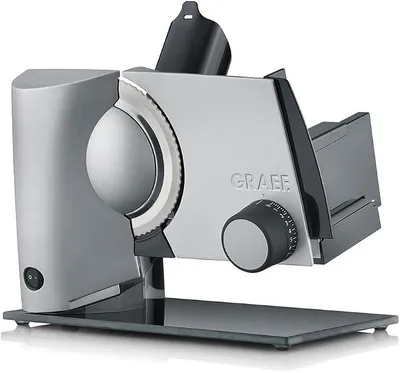 Immagine prodotto di GRAEF Allesschneider S32100, macchina da taglio elettrica multifunzione, ideale per affettare salumi, formaggi, pane e molto altro. Affettatrice per pane con regolazione continua dello spessore del taglio, colore argento
