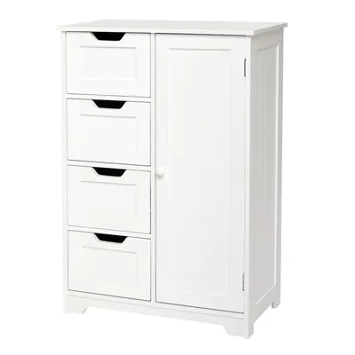 Produktbild von Mondeer Badezimmerschrank Badschrank mit 4 Schubladen und 1 Tür Badkommode 82.5x56x30cm Badezimmer