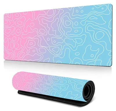 Produktbild von Gaming-Mauspad XL 80x30cm Blau-Rosa mit rutschfester Gummiunterseite und genähten Kanten