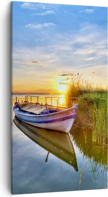 Produktbild von Bild auf Leinwand - Leinwandbild - See Boot Wasser - 45x80cm - Wand Bild - Wanddeko - Wandbilder - Leinwanddruck - Bilder - Kunstdruck - Wanddekoration - Leinwand bilder - Wandkunst - PA45x80-3950