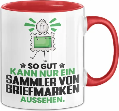 Produktbild von SammlervonBriefmarken Geschenk Tasse So Gut Kann Nur Ein SammlervonBriefmarken Aussehen Geschenkidee Kaffee-Becher (Rot)
