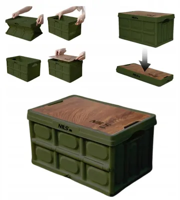 Produktbild von Nils Camp NCB4007 Faltbare Campingkiste Grün mit Tischfunktion