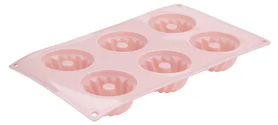Produktbild von Dr. Oetker Silikon-Gugelhupfform Mini-Gugelhupfe, 6er Set in Korall Pink, Hochwe