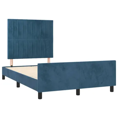 Produktbild von vidaXL Bettgestell ohne Matratze Dunkelblau 120x190 cm Samt