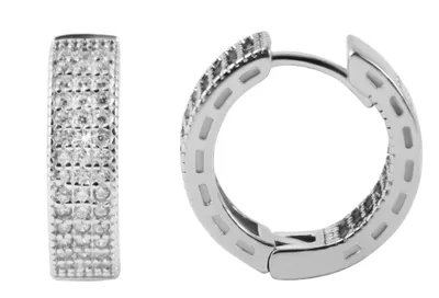 Produktbild von 925/- Echt Silber Klappcreolen "Drevonna" mit Zirkoniabesatz, 925/rhodiniert