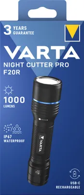 Obrázok produktu pre Varta Night Cutter Pro F40R, Baterka, Čierna, ABS umelá hmota, Hliník, Polykarbonát, Silikón, IP67, LED, 1 lámp