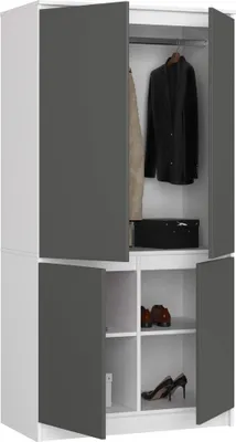 Obrázok produktu pre Šatníková skriňa S90, 90 cm, 4 dvere, 4 priehradky, výška 180 cm, hĺbka 51 cm, CLP