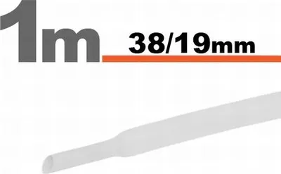 Obrázok produktu pre 3 x 1 meter zmršťovacia hadica biela 38/19 mm – 3 kusy po 1 metre – Veľká zmršťovacia hadica na izoláciu a ochranu – Vhodná na zväzkovanie káblov, elektrické a priemyselné použitie [11029W]