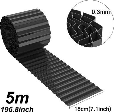 Obrázok produktu pre QEENTOE 15 metrová flexibilná ohraničovacia hranica pre záhony, ohraničenie záhrad, dekoratívne prvky do záhrady, výška 18 cm, čierna, 3 kusy