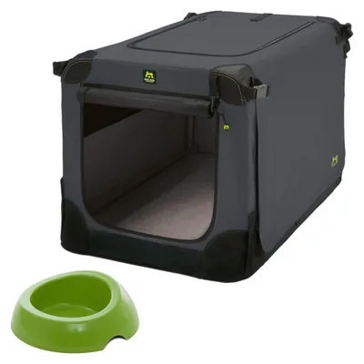 Produktbild von Maelson Soft Kennel anthrazit 72 cm + Biod Bowl - Transportbox und Futternapf für Hunde