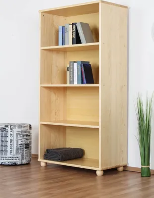 Produktbild von Bücherregal - 80 cm breit, Kiefer Holz-Massiv, Farbe: Natur