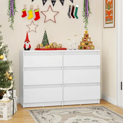 Productafbeelding van Houten Commode met 6 Lades - Moderne Slaapkameropslag