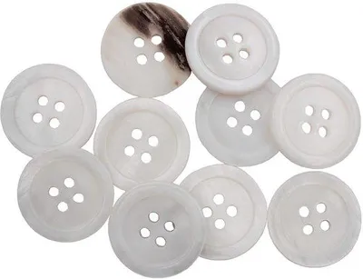 Produktbild von 10 Stk. weiße glänzende Perlmuttknöpfe 20mm