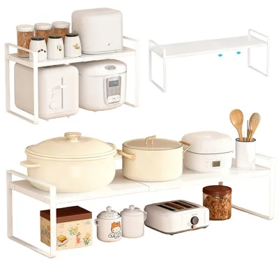 Image de Étagère de cuisine extensible - Tiroir coulissant pour les épices et les couverts
