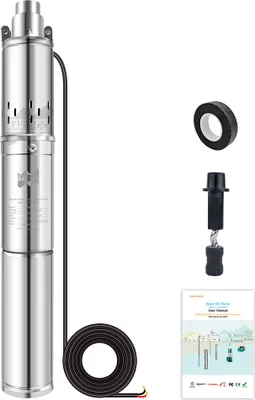 Image de Pompe solaire à courant continu pour puits profonds, avec régulateur, débit maximal de 2 T/h, pompe seule, 48 V CC, 400 W