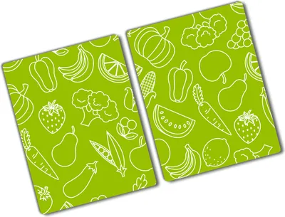 Produktbild von Tulup Glas Herdabdeckplatte - 2x40x52 cm - Glaskeramikkochfeld-Abdeckung Spritzschutz Glasabdeckplatte Kochplattenabdeckung und Schneidebrett - Zweiteilig - Essen & Getränke - Obst und Gemüse - Grün