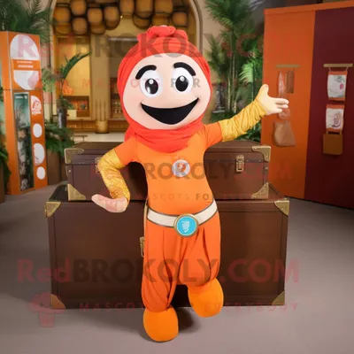 Imagen del producto de Disfraz REDBROKOLY de mascota del cofre del tesoro naranja vestido con pantalones de yoga y cintas para la cabeza