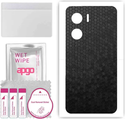 Produktbild von apgo Rückseite Schutzfolie, Skin, kompatibel mit Vivo V29e, Hinten Displayschutzfolie aus Vinylfolie, kratzfest, einfache Montage - Schwarze Honigwabe