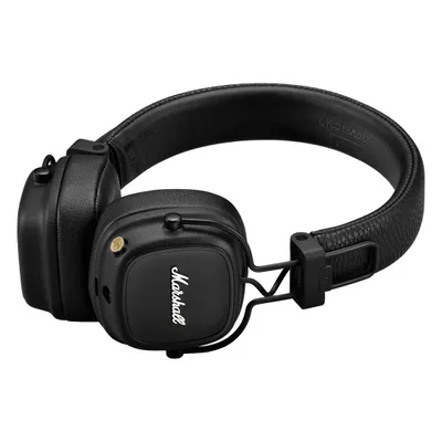 A black Marshall Major IV wireless Bluetooth headset is shown from a side angle against a white background.