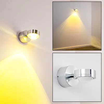 Produktbild von Beura »Beura« LED runde Wandlampe aus Metall u. Glas in Aluminiumgebürstet