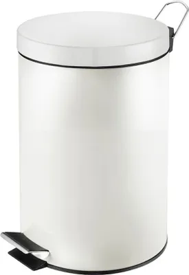 Produktbild von Runder Tretabfallsammler mit herausnehmbaren Kunststoff-Inneneimer | 20 Liter, Höhe 44,5cm | Weiß