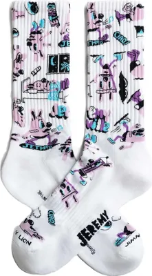 Image de Chaussettes Jimmy Lion ATHLETICJETHROPATTERN-BLANCO pour Uni