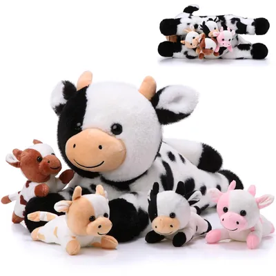 Image de Solidchoice - Ensemble de 5 vaches en peluche pour enfants
