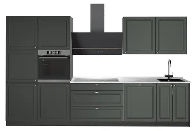 Produktbild von Küchenzeile Vicco Fame-Line Grün-Gold Landhaus/Anthrazit 340 cm, AP Marmor, Model 64567