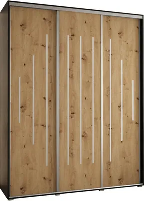 Produktbild von MEBLE KRYSPOL Davos 12 Schrank, drei Türen - 235,2x200x60 cm - Schwarz Artisan Silber