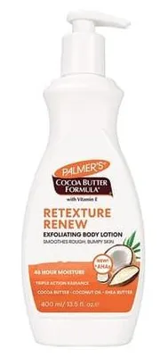 Productafbeelding van Lichaamspeeling lotion, Palmer's, Cocoa Butter Retexture & Renew Lotion, milde peeling, verzacht de huid, 400 ml